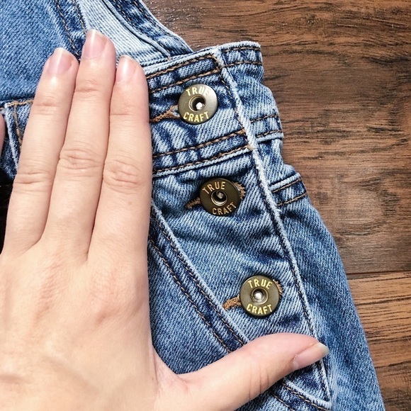 True Craft • denim overall shorts shortalls cut offs raw frayed hem distressed - Picture 8 of 12